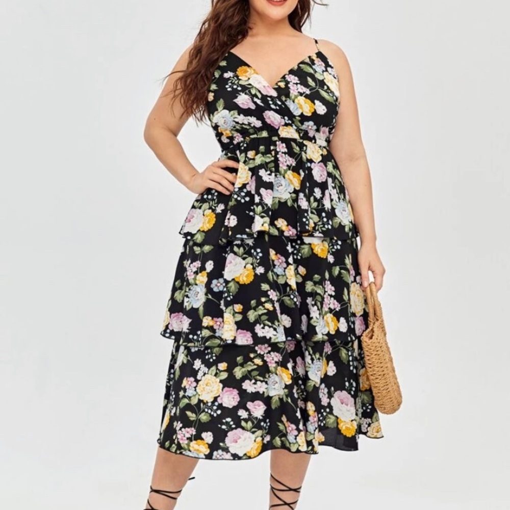 Floral Print Layered Cami Dress